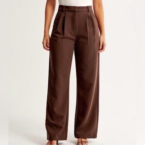Abercrombie & Fitch Tailored Wide Leg Pants - Chocolate